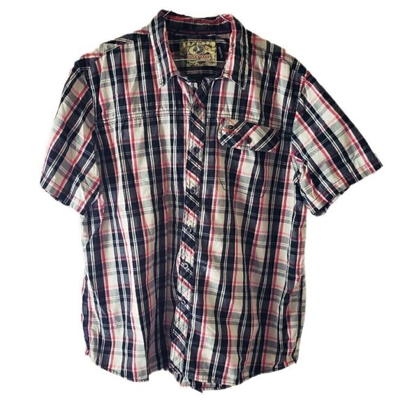 Mossy Oak Men's Plaid Short Sleeve Button Down Shirt with Pocket - Picture 1 of 5